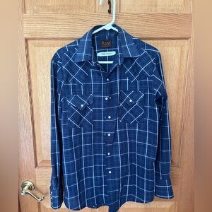 Plains western wear pearl snap leather shirt